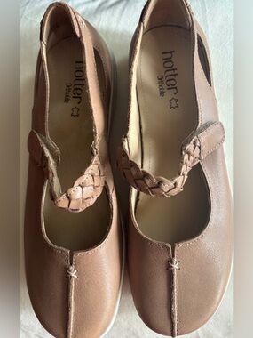 Hotter  Braided Strap Mary Jane Flats in Tan